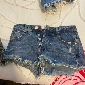 Studded Jean shorts